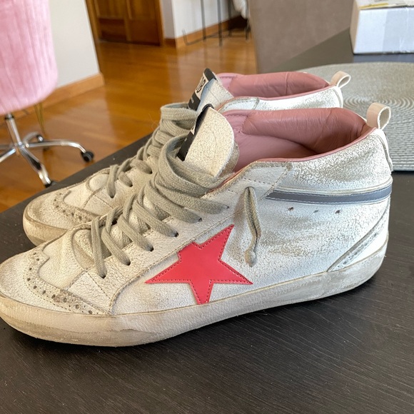 Authentic LIKE NEW Golden Goose White & Pink Mid Star Sneakers Size 39 / US 9 - Picture 3 of 12